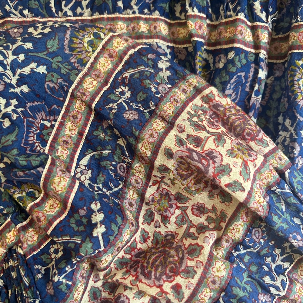 Sea Rosita Smocked Puff-Sleeve Midi-Dress in a blue floral pattern | XS - Picture 8 of 8
